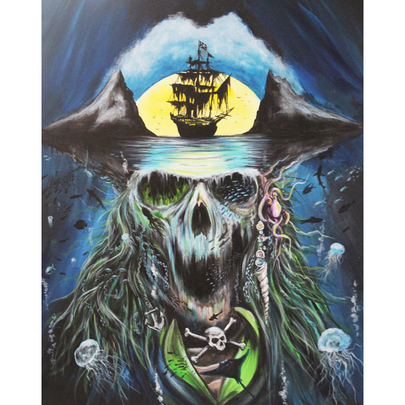  Officiellement sous licence, pirate mystique et bateau, œuvre d'art originale par Ed Capeau, impression sur demande - 12 x 16 po - reproduction décorative - prête à encadrer