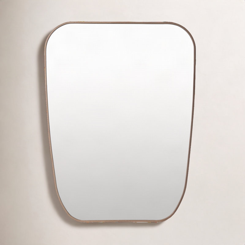 Sirona Metal Asymmetrical Wall Mirror, Dark Walnut