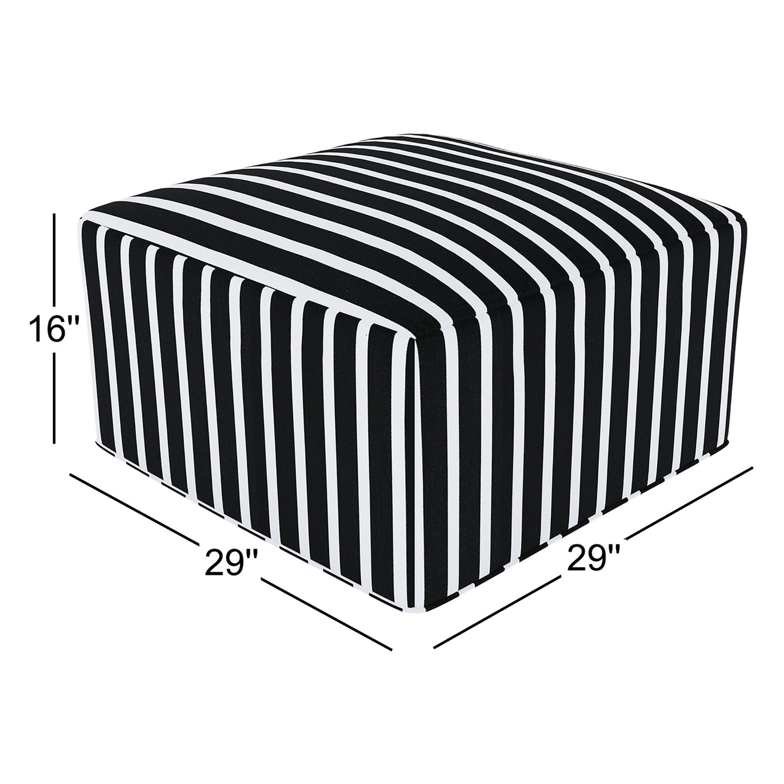 Eliana Sunbrella® Patio Ottoman, Shore Classic Black Stripe Sunbrella®
