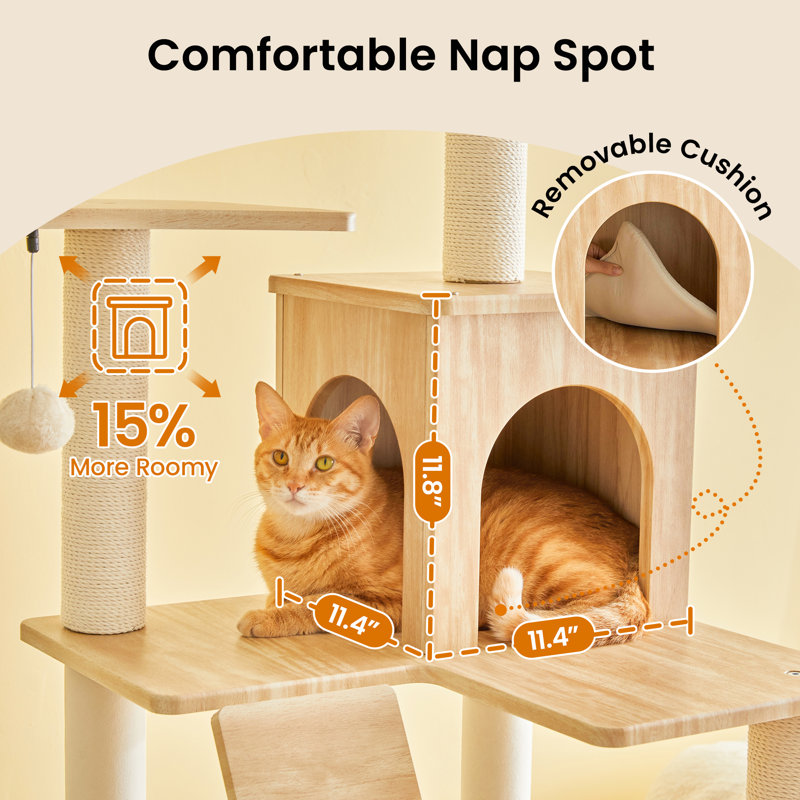 Tour pour chat 70 po, Marron clair, H 70 po x l 21,2 po x P 21,2 po
