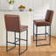 Tabouret de bar industriel moderne en cuir matelassé brun
