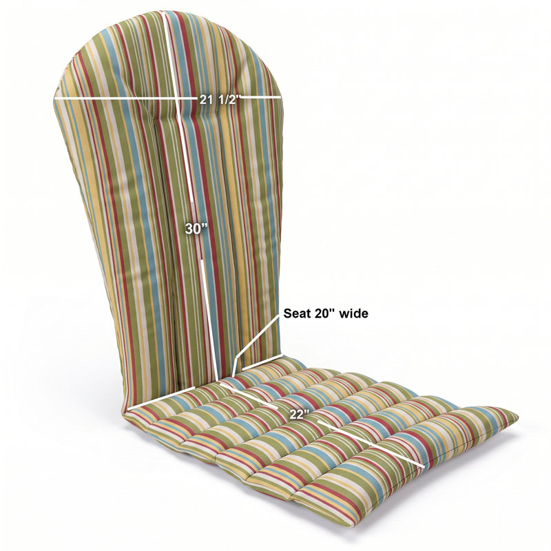 USA-Made Adirondack Chair Cushion – Premium Outdoor Fabric, Fade-Resistant, UV Protected Fabric, Coastal Delight