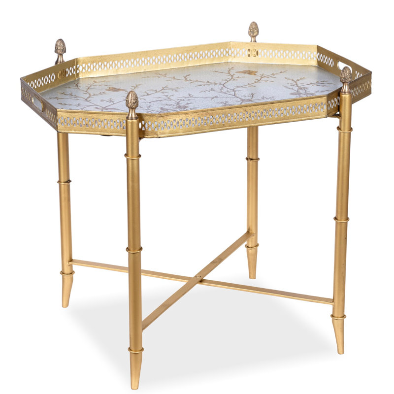 Pewter Octagon Tray with  Table, Gold/Pewter