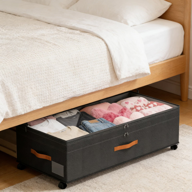 Contenants de rangement sous le lit avec roulettes, bacs de rangement roulants de grande capacité avec couvercles transparents, organisateur sous le lit à hauteur réglable pour vêtements, chaussures, couvertures, paquet de 2