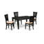 5 Piece Modern Dining Table Set Includes a Rectangle Wooden Table with Butterfly Leaf and 4 Linen Fabric Dining Room Chairs, Black-17386516-17386518