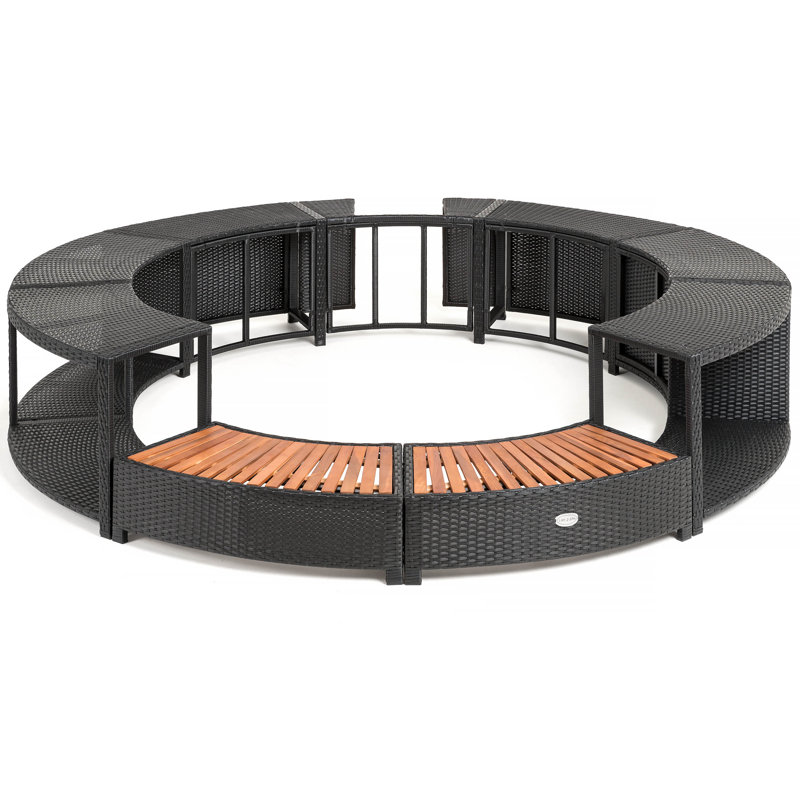 Round Rattan Hot Tub Surround 180cm Black, 55 cm H x 268 cm W x 268 cm D, Black