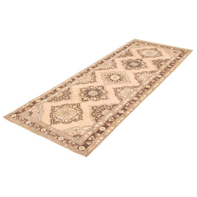 Tapis de couloir unique en laine noué à la main style années 1990 de 4 pi 9 po x 12 pi 6 po Molly-Anne