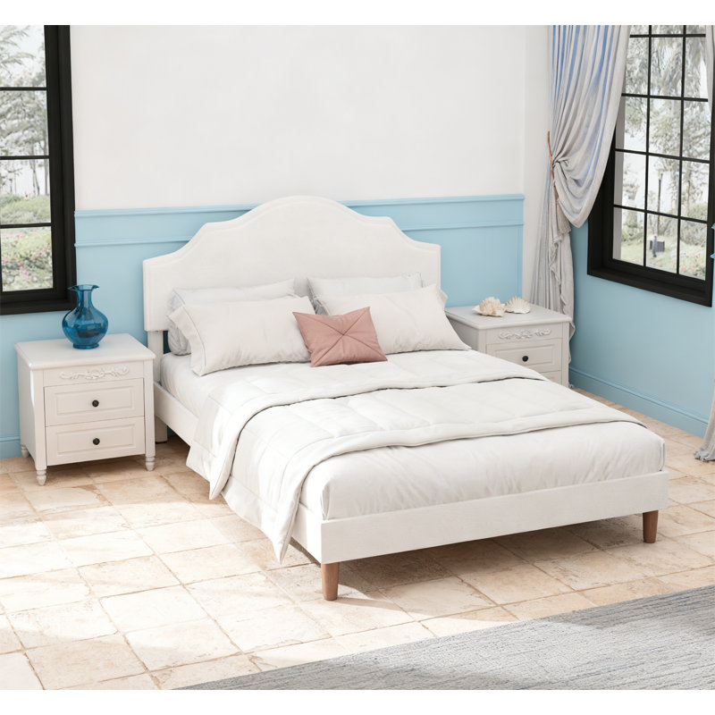 Lit plateforme tapissier avec tête de lit réglable, Grand