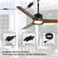 Ventilateur de plafond extérieur avec lumière: Ventilateurs de pavillon noirs imperméables avec lumières et moteur à courant continu à 6 vitesses suspendus