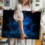 Toile, "Dramatic and Visally Striking Image", art mural brillant, croix bleue au centre, entourée de tourbillons-2060425949