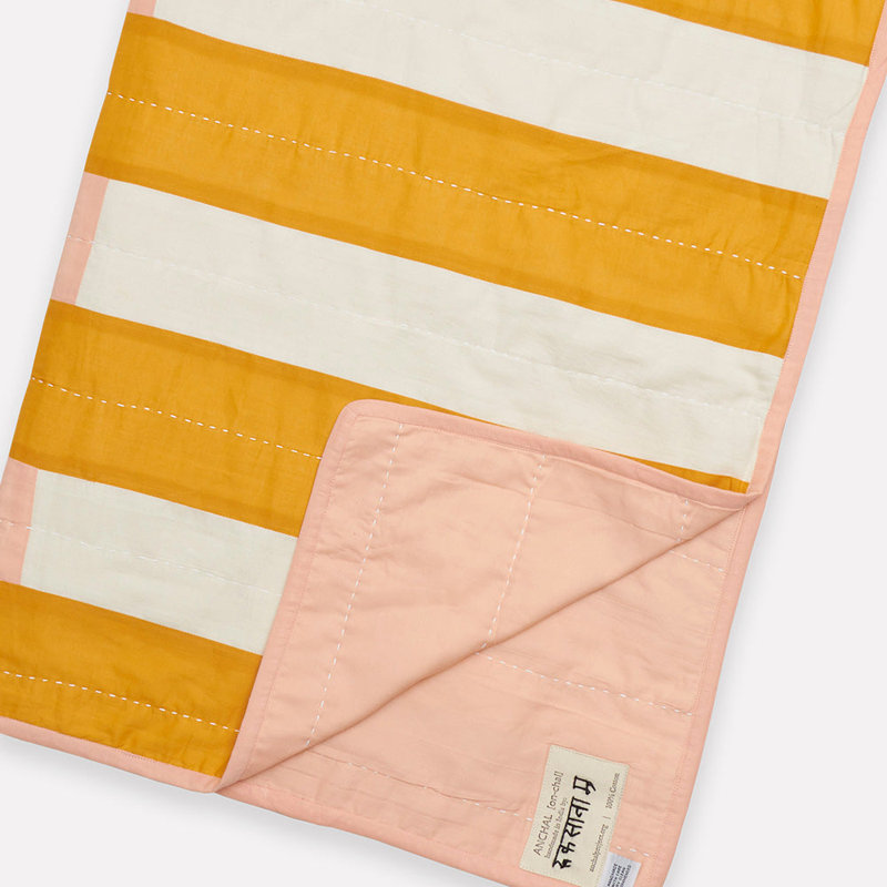 Offset Quilted Throw Blanket, Rust