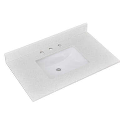 Plateau de meuble-lavabo simple 36 po avec lavabo à quartz - pour remplacement de meuble-lavabo, sans armoire