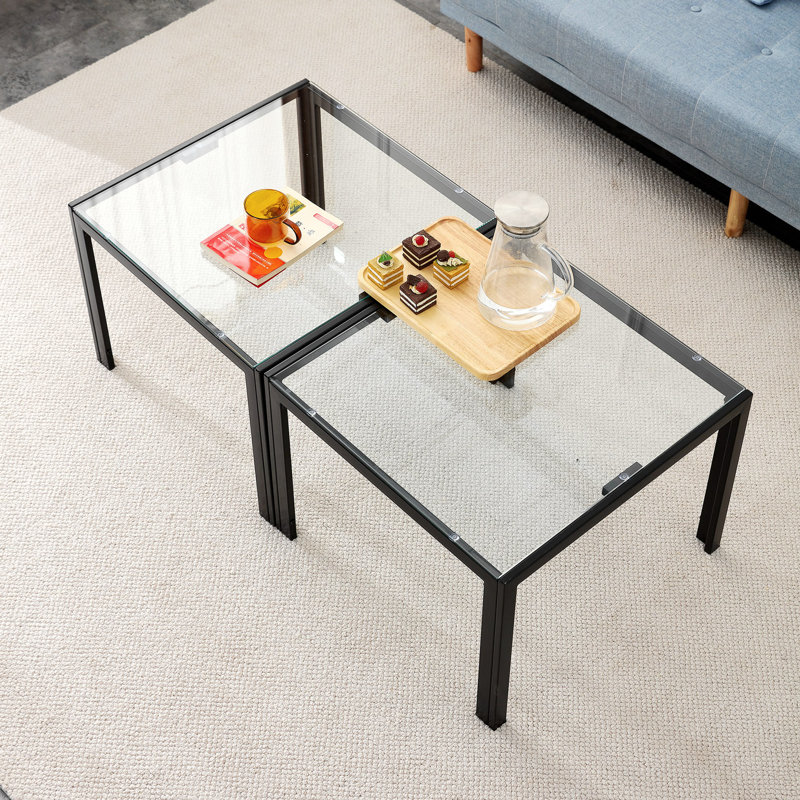 Ensemble de 2 tables basses pour le salon, Transparent