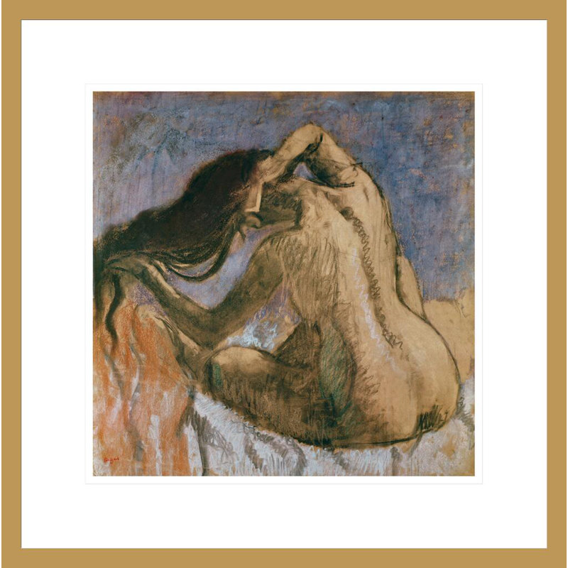 «Woman Combing Her Hair» par Edgar Degas, impression giclée encadrée, H 17,83 po x l 17,75 po