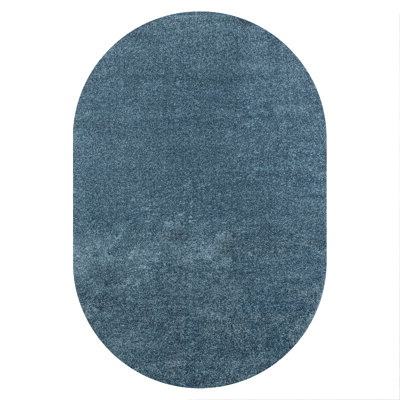 Asalah Solid Low-Pile Turquoise Rug