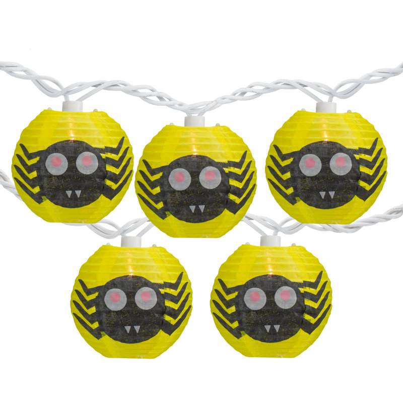 Lanterne en papier 10 lumières jaunes et noires 10 pi