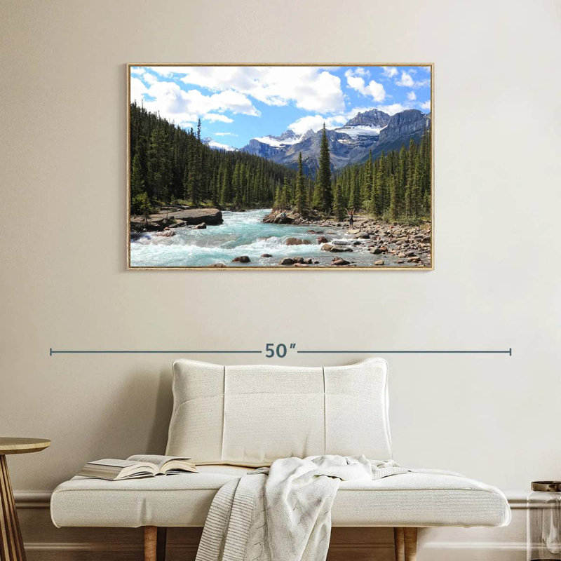 Rivière des montagnes Rocheuses, Cadre flottant en bois naturel, 40 po x 27 po
