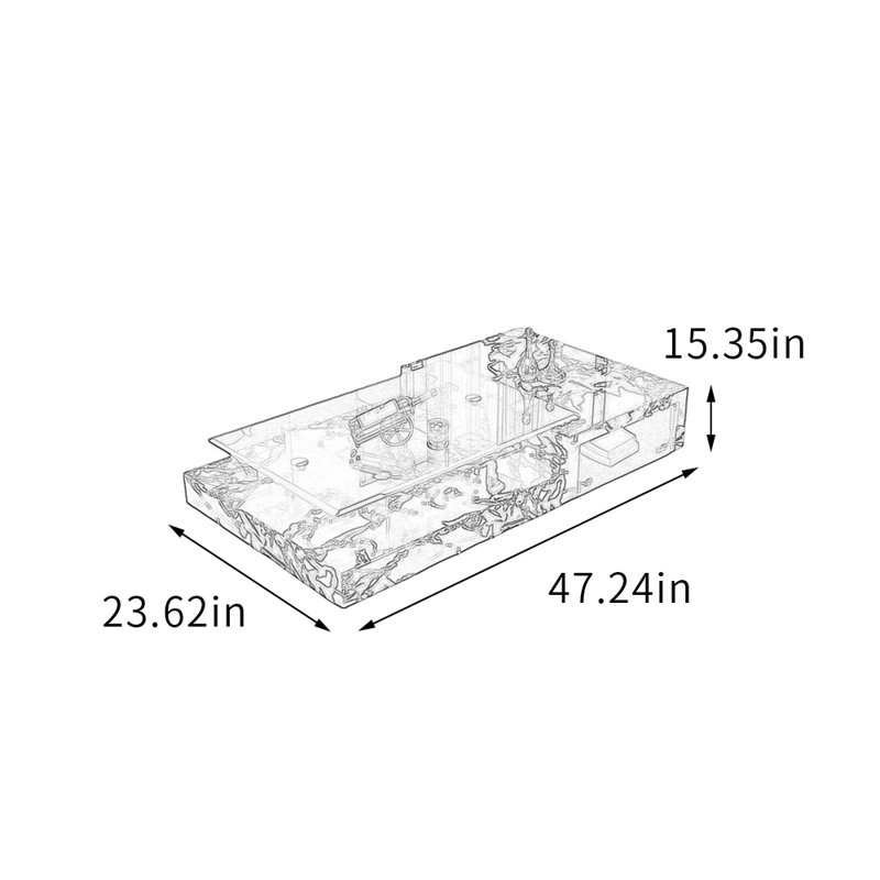 Ermington, 15.35" H x 47.24" L x 23.62" W, Noir / blanc