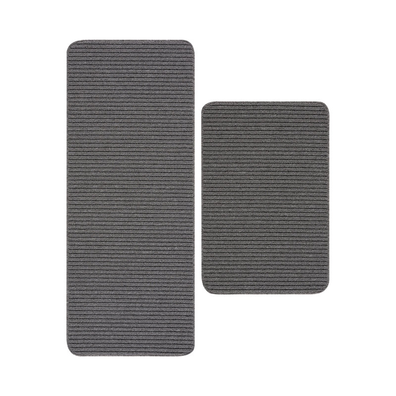 Arturas Solid Color Synthetic Non-Skid Kitchen Mat, Light Gray