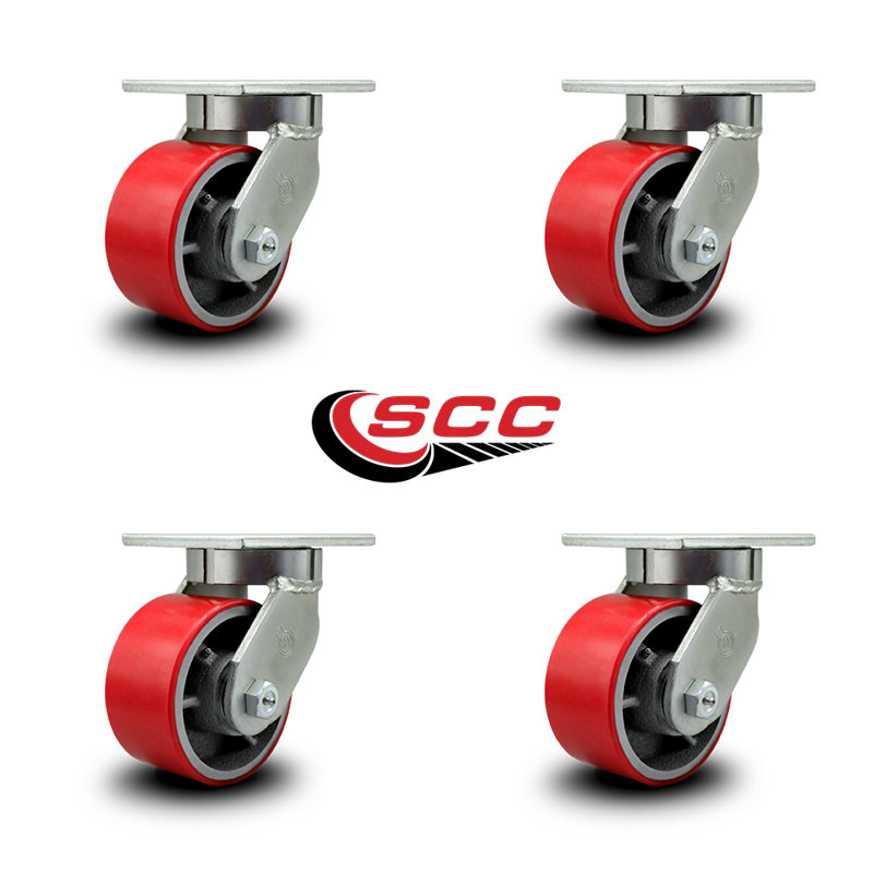 Roulettes en poly extra-robustes sur fonte, Rouge