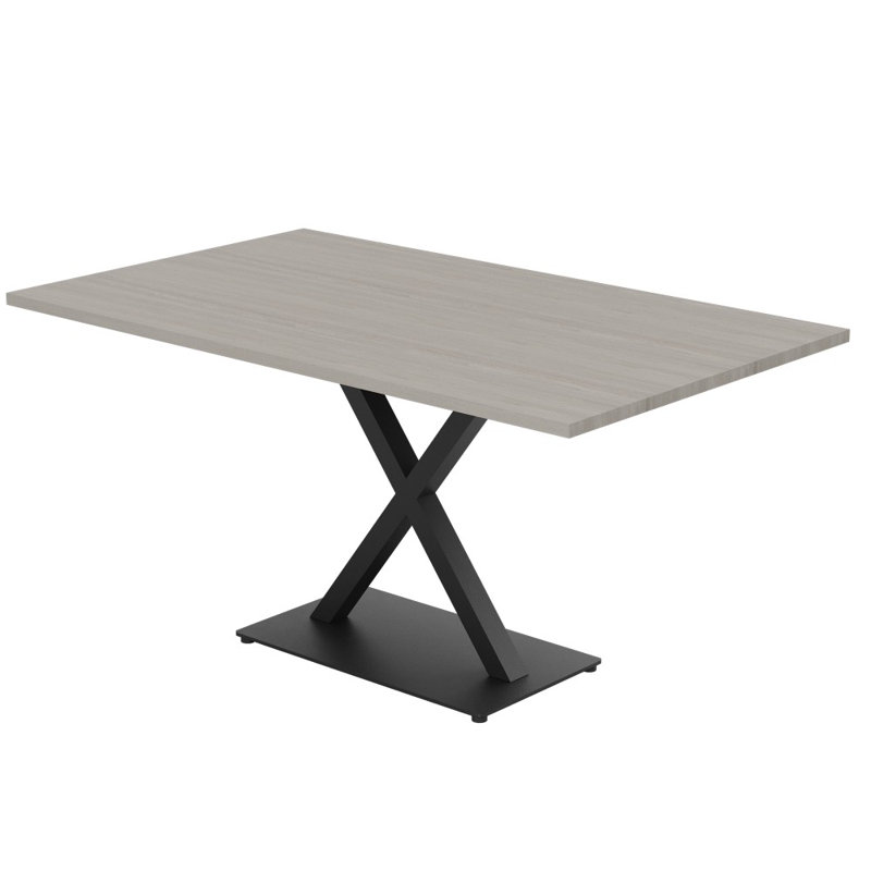 Table de conférence rectangulaire avec base en métal X, L 72 po x l 36 po, Noir mat, Sel Lakeland