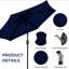 Parasol de marché 7,5 pi avec manivelle et inclinaison. Auvent résistant aux rayons UV pour la piscine. Cour arrière et patio (sans base)-1683910666-1683910668