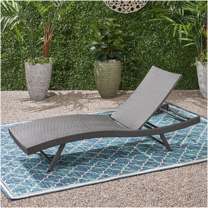 Chaise longue en osier Kauai PE, Gris