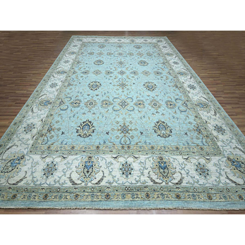 Tapis très grand en laine noué à la main 12 pi 2 po x 15 pi 3 po Agra Vines 9F77CE1F7B3640888BC1020FF0C7FF5C