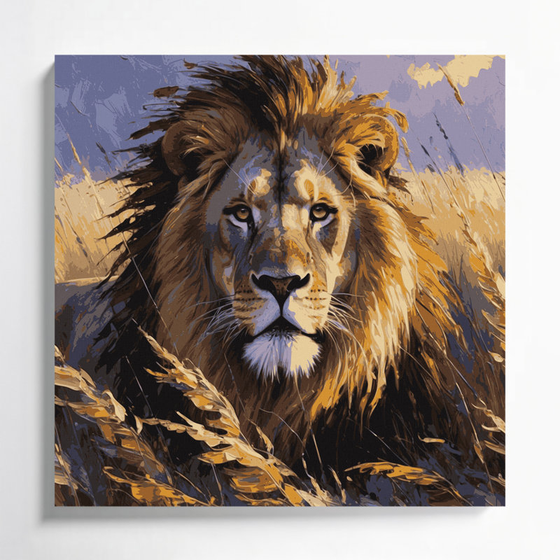 «Big Cats Grass Lion», art mural sur toile, H 16 po x l 16 po