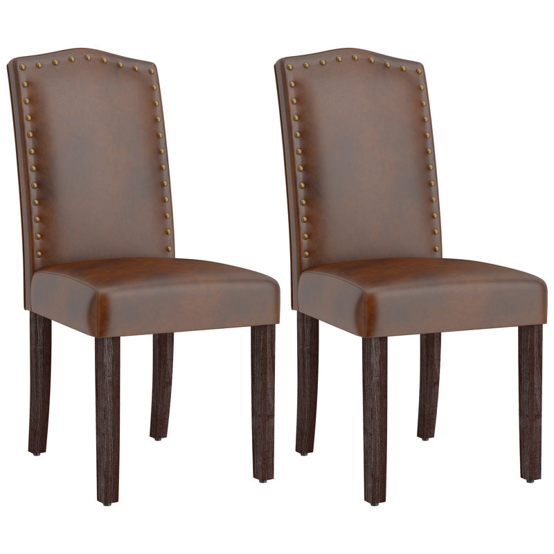 Mourya Upholstered Dining Chair, Brown PU Leather 