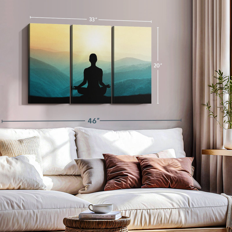 «Yoga Silhouette Wall Art» sur toile, H 20 po x l 33 po x P 1,25 po