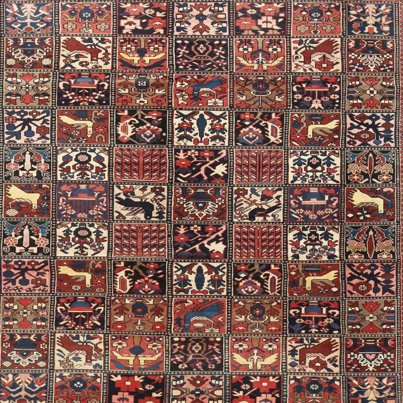 Tapis traditionnel rouge / noir, Carré 3 pi