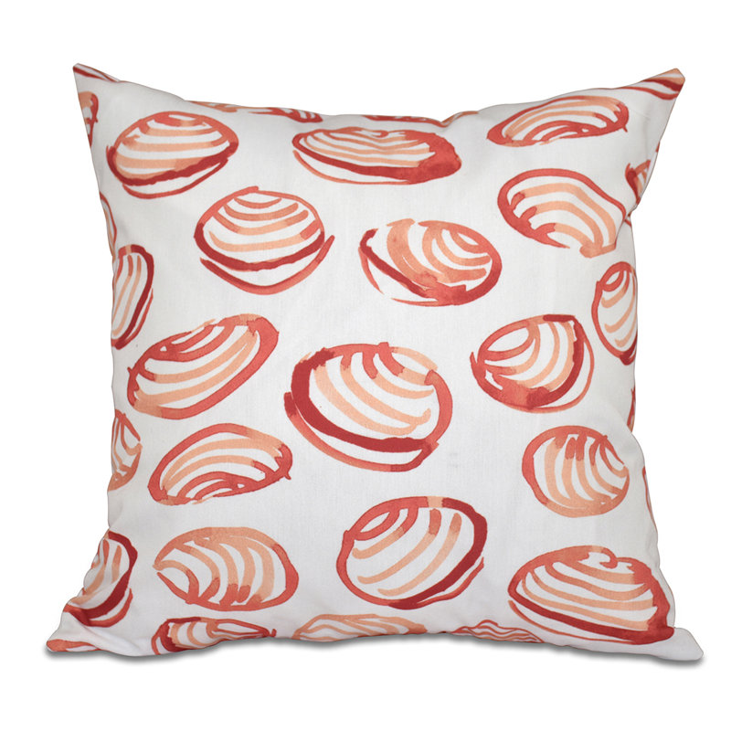 Housse de coussin carrée à motifs géométriques et insert, H 20 po x l 20 po, Corail