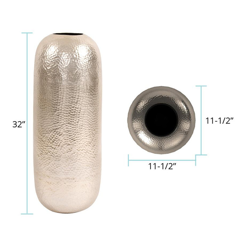 Vase de plancher Fonseca, Argent champagne, H 32 po x l 11,5 po x P 11,5 po