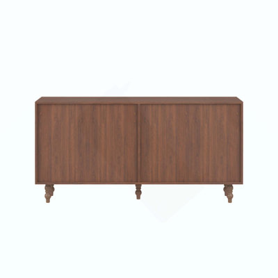 Accent Natural Sideboard Buffet Cabinet Storage Wood TV Stand in Wire-Brushed and Seagrass Doors Sideboard, for Hallway, Entryway or Dining Room