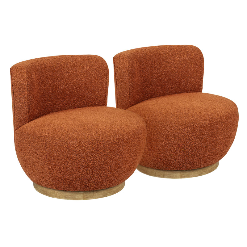 Rukadikar Occasional Swivel Chair 2-piece Set In Modern Rust Boucle Fabric