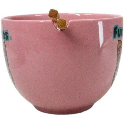 Ensemble de bols en porcelaine rose avec baguettes Furekbones Maneki Neko