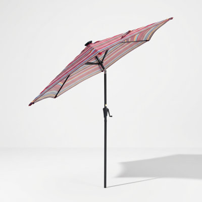 Large Outdoor Patio Umbrella with Solar LED Lighting and Push-Button Tilt Feature