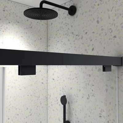 Shower Door 6076 Inch - Matte Black Double Sliding, 8Mm Tempered Glass, Nano Easy Clean, Adjustable , Protection Coating Black, Glass With Cleaning, Feature, Membrane