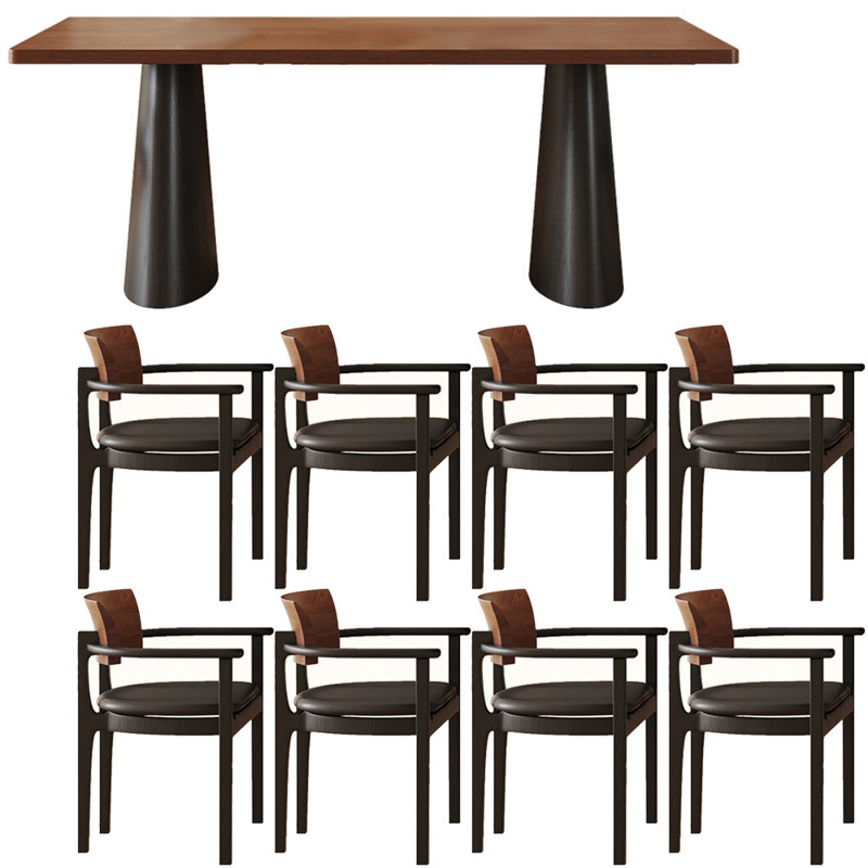 Ensemble de table de salle à manger en bois massif de style médiéval