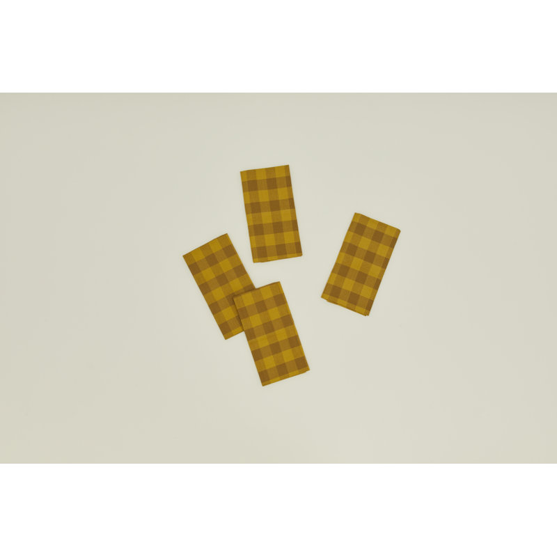Serviettes de table Essential Gingham, Moutarde / bronze