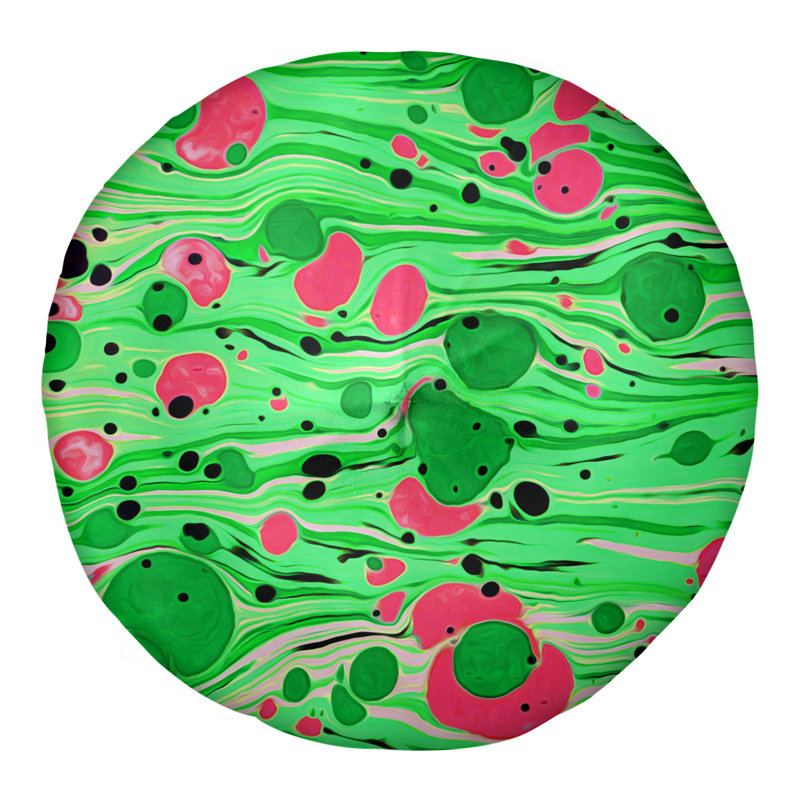 Swirls Floor Pillow, 26" x 26", Green/Pink
