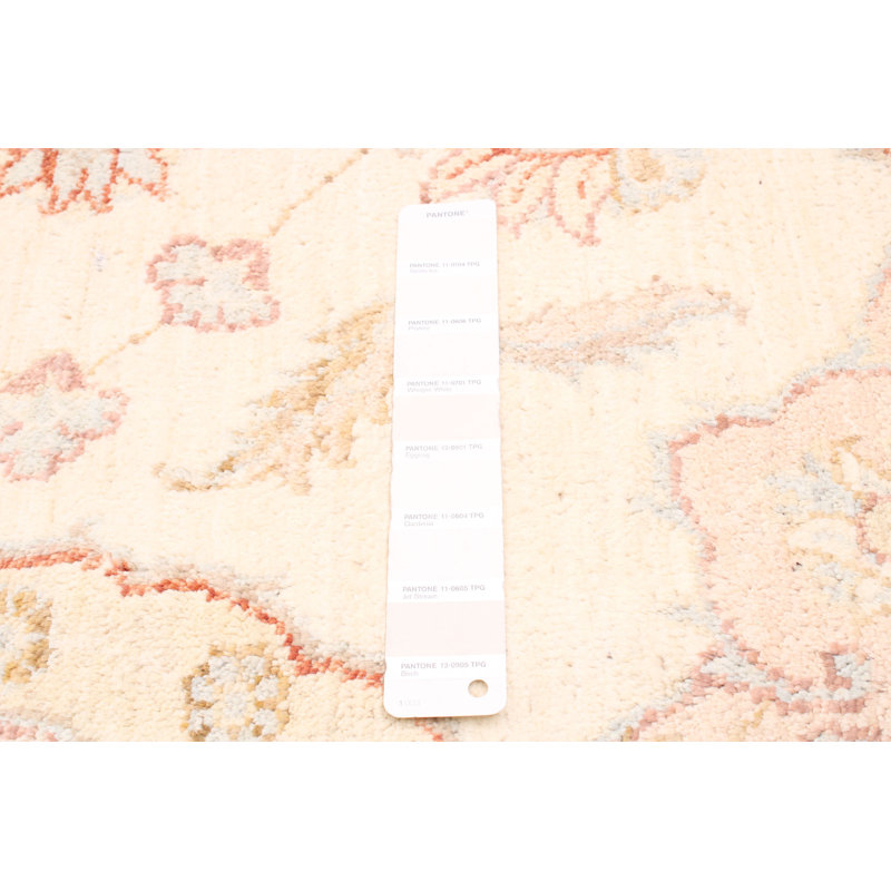 Tapis unique en laine noué à la main 8 pi One-of-a-Kind Woodsburgh de couleur crème / kaki