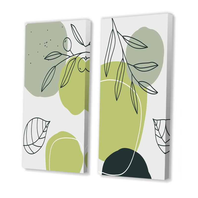 Minimalistic Creative Designs en couleurs rétro - ensemble de 2 peintures, Toile tendue, H 20 po x l 24 po x P 1 po