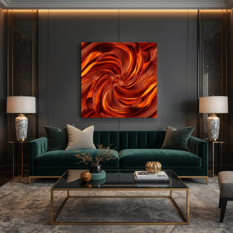 Art mural sur toile rouge Op Art 25, H 12 po x l 12 po