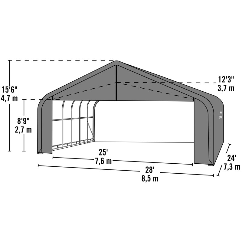 28 pi L 24 pi. D Garage, Gris
