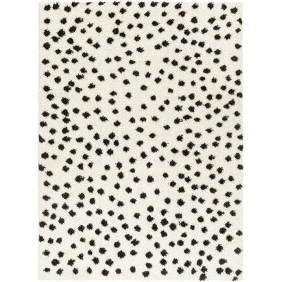 Harrisonburg Shag Cream/Black Area Rug