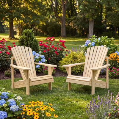 CMB-E | 2 Piece Pressure Treated Pine Classic Adirondack Chair Set – 2 Classic Adirondack Chairs. SAVE when you by two. All Weather resistant Eco-Friendly Wood, by Weathercraft