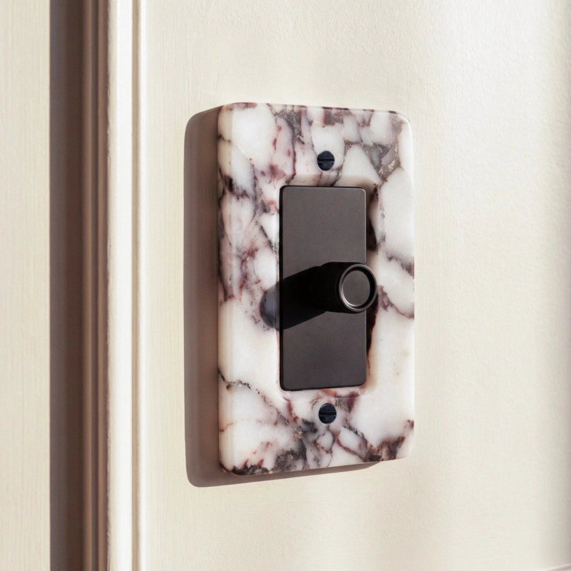The Stone 3-Way Dimmer Switch, Marble-Calacatta Viola/ Finish-Vintage Brass