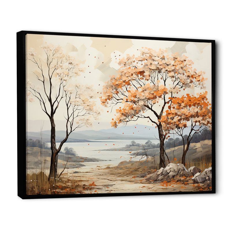 «Mute Tone Maple Trees Collage I», reproduction sur toile, Cadre flottant noir, H 24 po x l 32 po x P 1 po